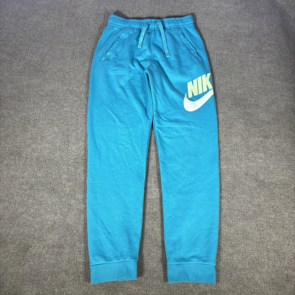 Nike Sportswear Club Fleece Sweatpants Youth Boys XL Aqua Blue Joggers Graphic